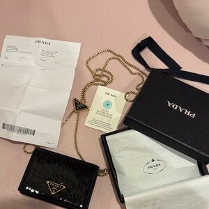Prada Black Sequin Chain Mini Bag